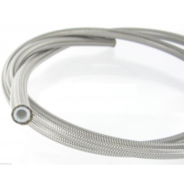 Stainless Steel Braided Hose With PTFE Inner -6 AN (8mm) ID Clear PVC Coating