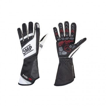 KS-1R Kart Gloves-Black/Silver/White-XS