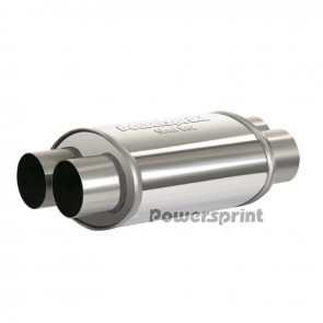 Powersprint Short Box 63.5mm Dual/Dual Oval Universal Muffler (X-type)