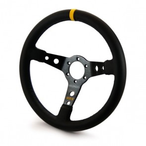 RRS Steering wheel SIMILI, 350mm, 65mm, leather, Black